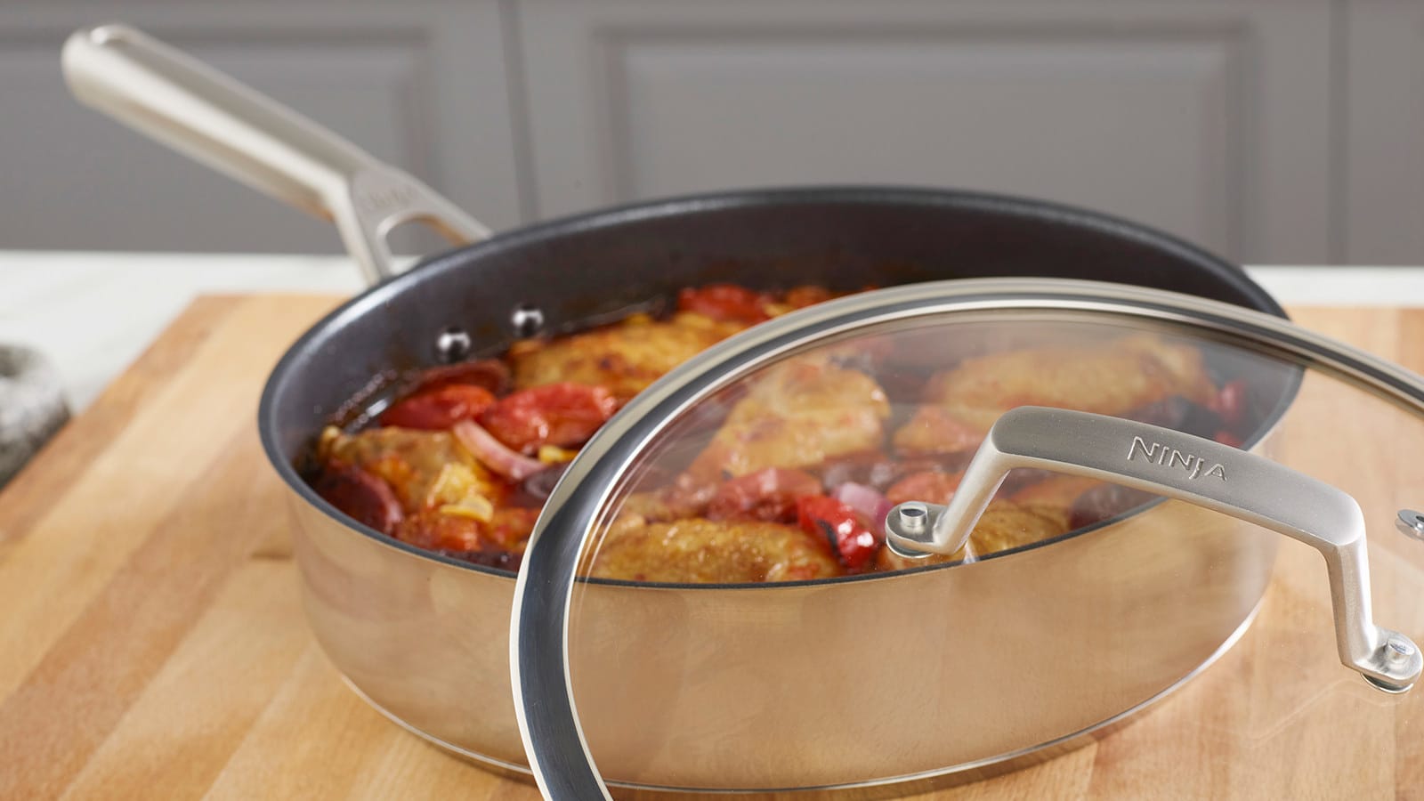 Ninja ZEROSTICK Stainless Steel 26cm Sauté Pan with Lid Ninja